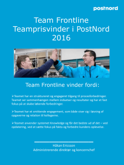 Team xx Teamprisvinder i PostNord 2016