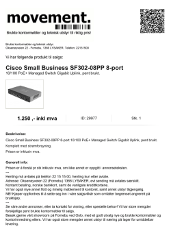 Cisco Small Business SF302-08PP 8-port 10/100 PoE+