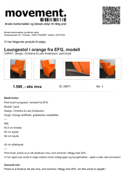 Loungestol i orange fra EFG, modell CARAT, design: Christina