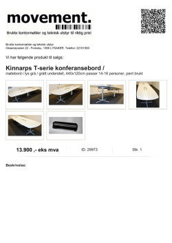 Kinnarps T-serie konferansebord / møtebord i lys grå