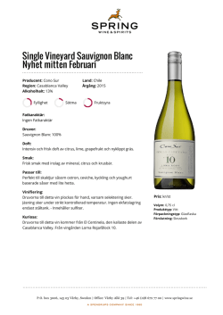 Single Vineyard Sauvignon Blanc Nyhet mitten Februari