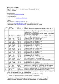 Preliminary timetable LPGG07 distans