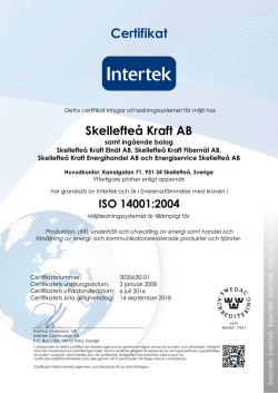 Certifikat - Skellefteå Kraft