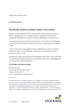 Stockwik ändrar antalet aktier och röster