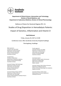 Studies of Drug Disposition in Hemodialysis