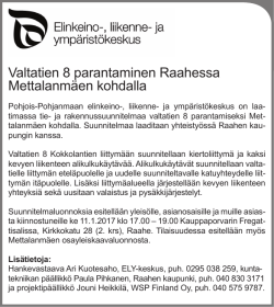 Valtatien 8 parantaminen Raahessa Mettalanmäen - ELY