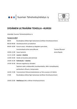 Alustava ohjelma - Suomen Tehohoitoyhdistys