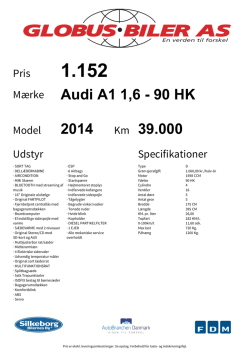 1.152 Audi A1 1,6 - 90 HK 2014 39.000