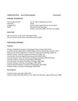 CURRICULUM VITAE Hans Christian Kongsted January