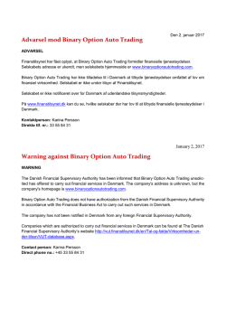 Advarsel mod Binary Option Auto Trading Warning against