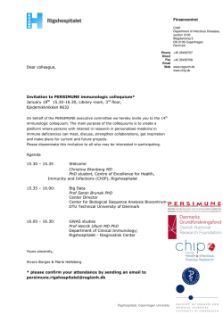 Finsencentret Dear colleague, Invitation to PERSIMUNE