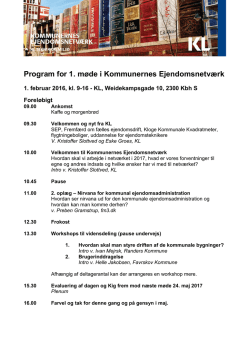 Program 1. møde i Ejendomsnetværket 1.2.2017 - Udkast