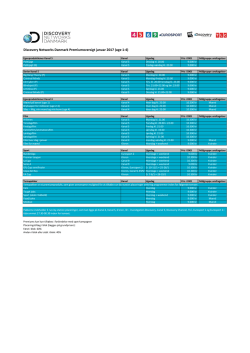 Discovery Networks Danmark Premiumoversigt januar 2017 (uge 1-4)