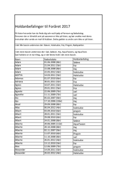 Holdanbefalinger til Foråret 2017