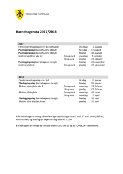 Barnehageruta 2017/2018 - Nord