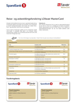 Reise- og avbestillingsforsikring LOfavør MasterCard
