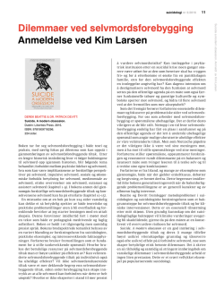 Dilemmaer ved selvmordsforebygging Anmeldelse ved Kim Larsen
