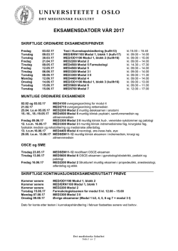EKSAMENSDATOER VÅR 2017