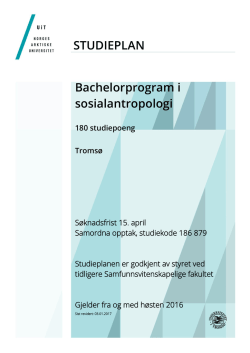 STUDIEPLAN Bachelorprogram i sosialantropologi