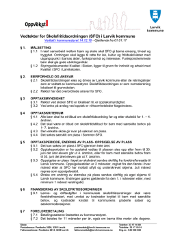 Grunnskole – vedtekter i SFO