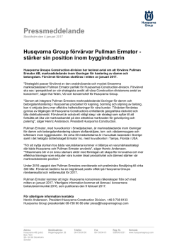 Husqvarna Group förvärvar Pullman Ermator_20170104