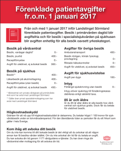 Förenklade patientavgifter fr.om 1 januari 2017