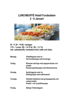 Lunchmeny v. 1 - Funäsdalen - Funäsdalen Berg och Hotell
