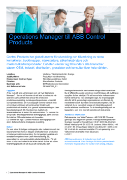 Operations Manager till ABB Control Products