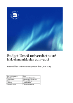 Budget Umeå universitet 2016