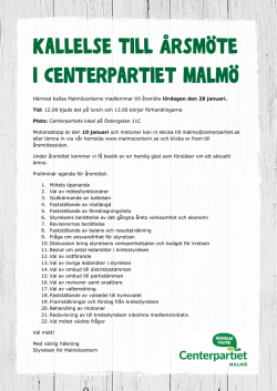 Kallelse till årsmöte i Centerpartiet Malmö