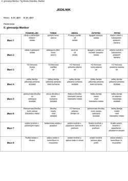 jedilnik 9. 1. - II. gimnazija Maribor