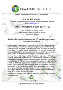 Prof. Dr. Ralf Wagner Četrtek / Thursday 19. 1. 2017, ob / at 13:00