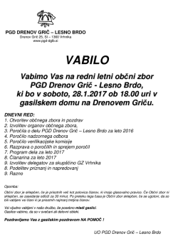 vabilo - PGD Drenov Grič Lesno Brdo