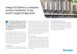 Intego A/S delivers a complete process installation to the world`s