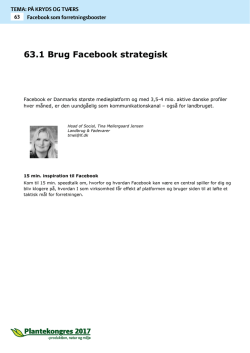63.1 Brug Facebook strategisk 63.1 Brug Facebook