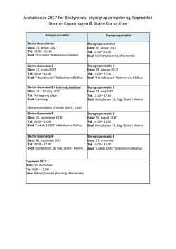 Årskalender 2017 for Bestyrelses- styregruppemøder og Topmøde i