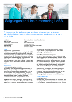 Salgsingeniør til Instrumentering i ABB