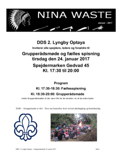 DDS 2. Lyngby Optaya Grupperådsmøde og fælles spisning tirsdag