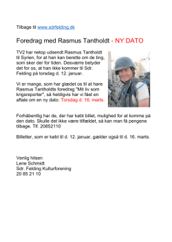 Foredrag med Rasmus Tantholdt - NY DATO