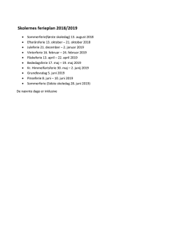 Skolernes ferieplan i skoleårene 2017 2018 og 2018 2019