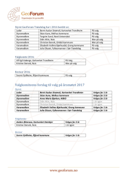 Valgkomiteens forslag til valg på årsmøtet 2017