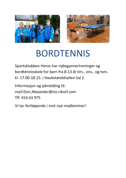 bordtennis - Bergen kommune