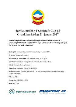 Invitasjon til Statkraft Cup, normal lørdag 21.1.