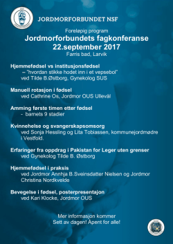 Jordmorforbundets fagkonferanse 22.september 2017