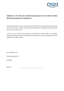 Merkur Advisor - Addendum to Member and Trading Rules