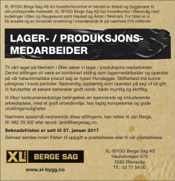Lager-/produksjonsmedarbeider Ølensvåg
