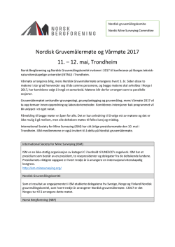 Nordisk Gruvemålermøte og Vårmøtet 2017 Invitasjon