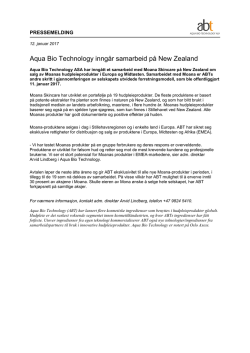 Aqua Bio Technology inngår samarbeid på New Zealand