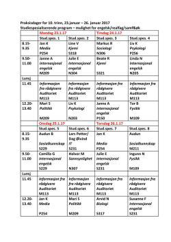 Timeplan for praksisdager på studiespesialisering 2017