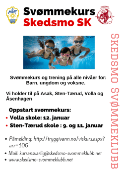 Oppstart svømmekurs: Volla skole: 12. januar Sten